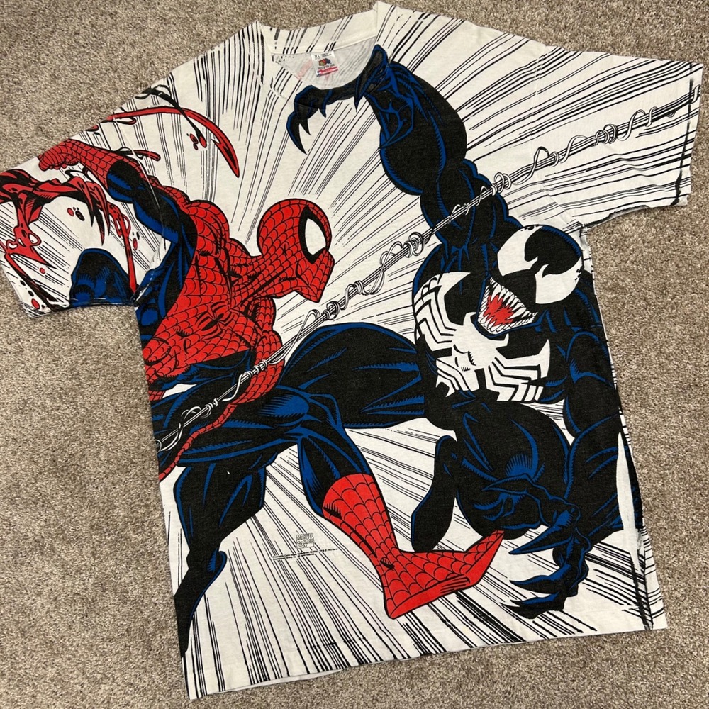 Vintage 1993 Marvel SpiderMan Venom Carnage Comic‎ Images Mega AOP Size XL USA